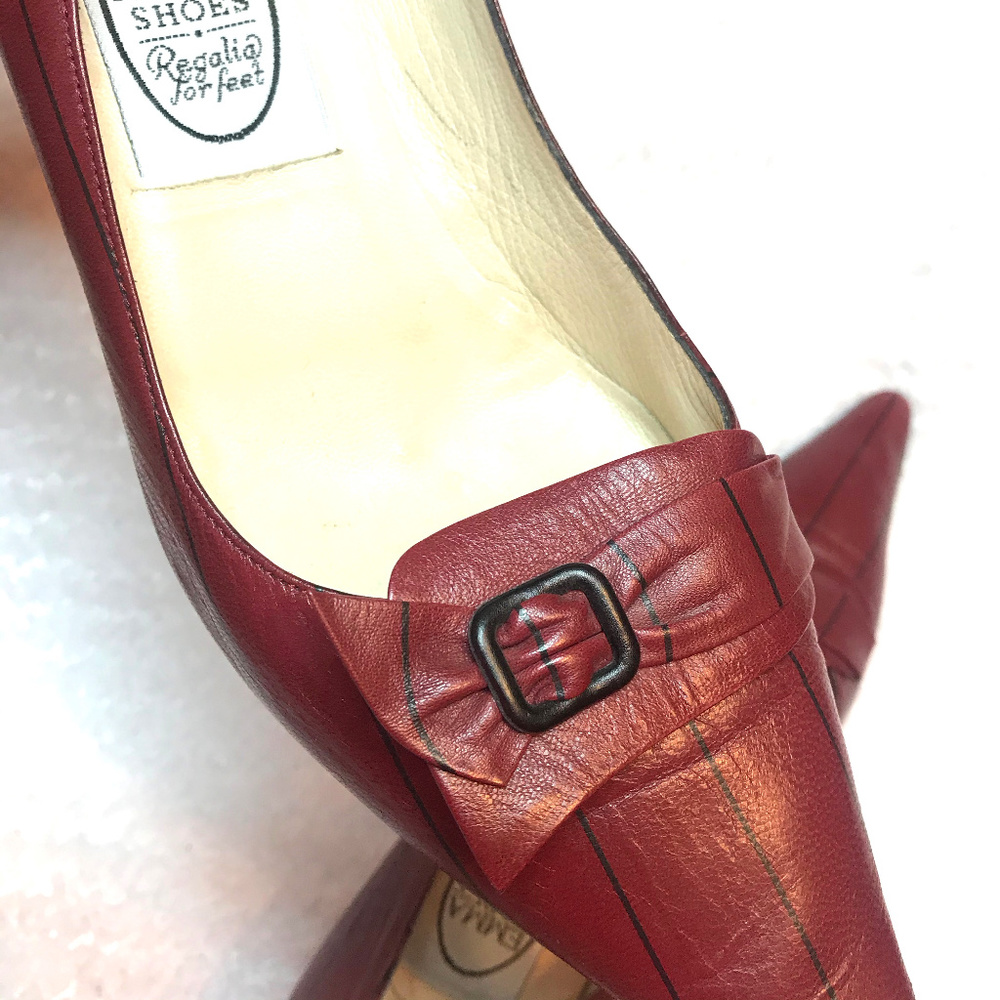 EMMA HOPE'S Made in Italy Stripped Kitten heel Pump shoes - Picture 2 of 6